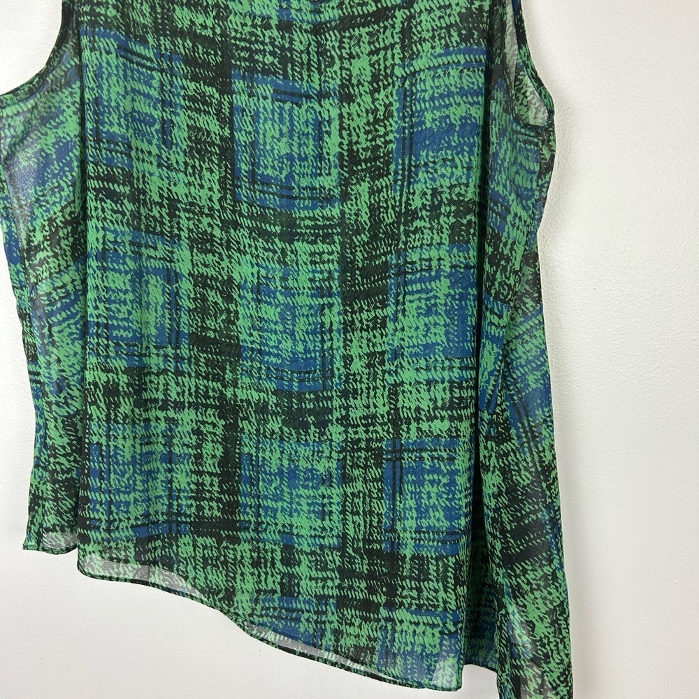 CAbi Green & Blue 2 Piece Short Sleeve Blouse Size Large - Picture 10 of 12